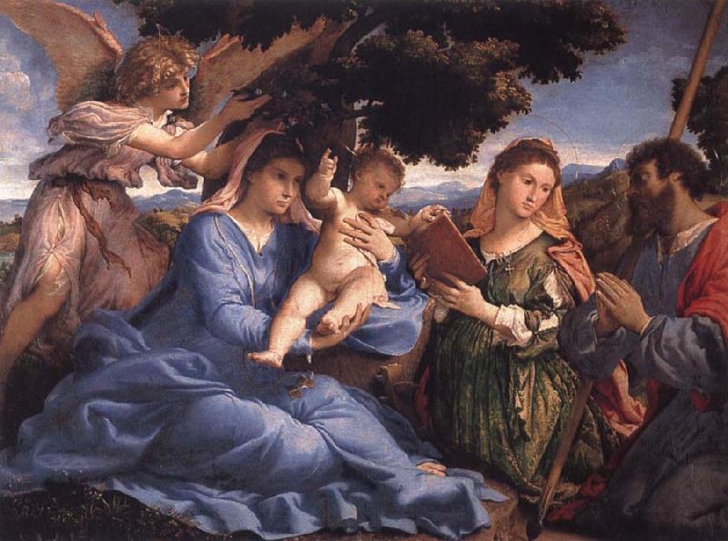 Lorenzo Lotto Virgin and Child with SS Catherine and Fames the Greater oil painting picture